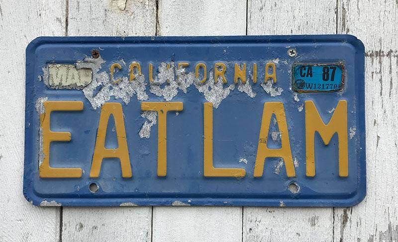 Licence plate from California